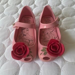 Size 7 toddler beauty and the beast themed mini Melissa’s